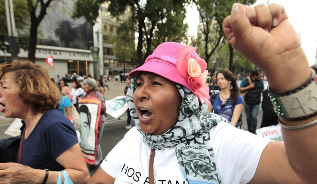 Relatives of the 43 missing students marched in the municipality of Iguala, in the southern state of Guerrero, demanding justice 41 months after their disappearance in Mexico City. Photo: EPA Relatives of the 43 missing students marched in the municipality of Iguala, in the southern state of Guerrero, demanding justice 41 months after their disappearance in Mexico City. Photo: EPA