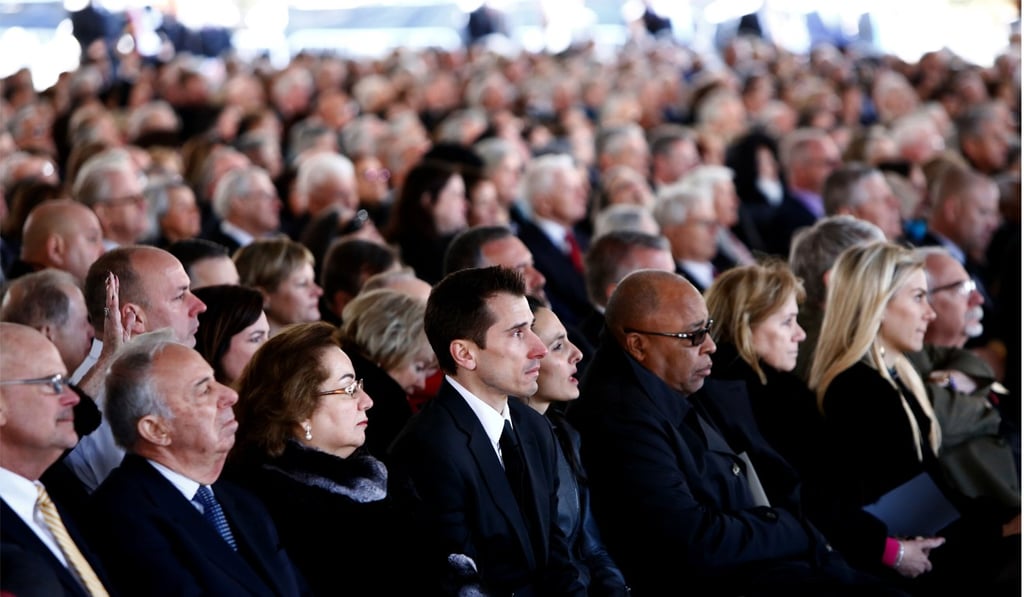 Mourners pay their respects during a funeral service for Reverend Billy Graham at the Billy Graham Library on Friday. Photo: Getty Images via AFP Mourners pay their respects during a funeral service for Reverend Billy Graham at the Billy Graham Library on Friday. Photo: Getty Images via AFP