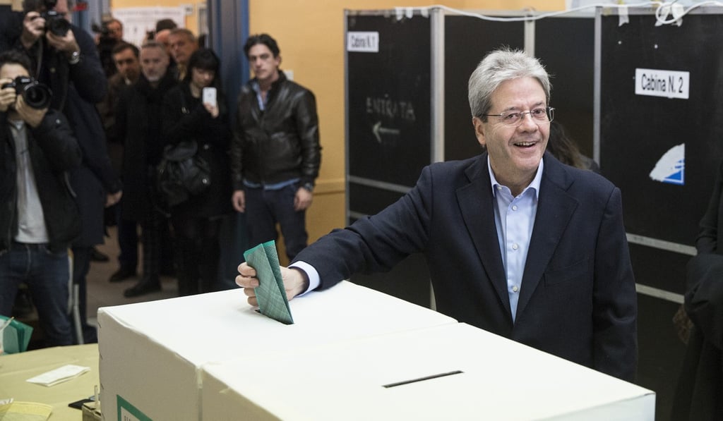 Paolo Gentiloni, Italy’s prime minister, casting his vote at a polling station in Rome. Photo: Bloomberg