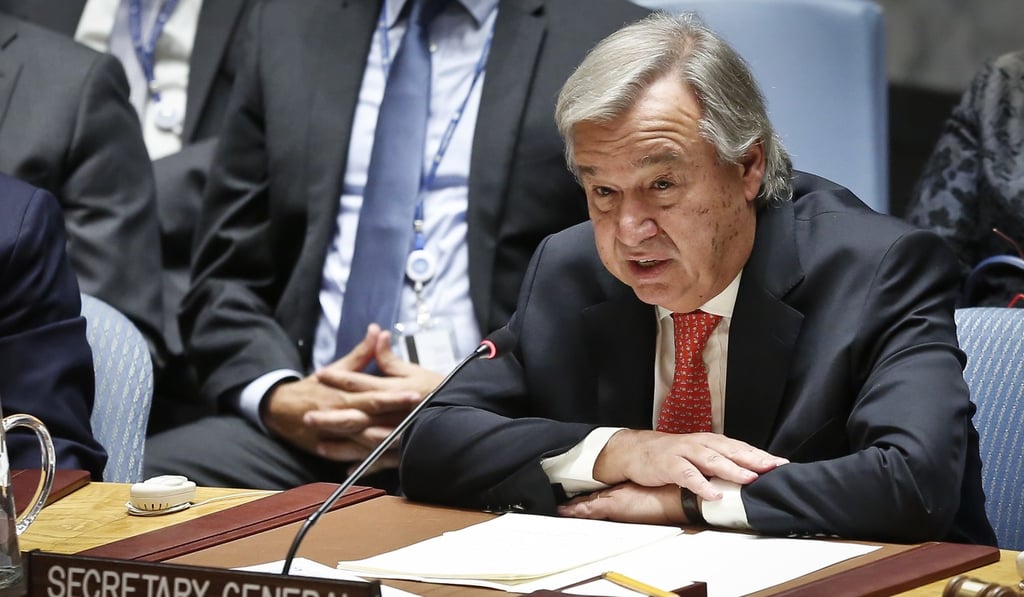 UN Secretary General António Guterres addresses the Security Council last September. Guterres has said the world is more apprehensive about nuclear weapons now than at any point since the end of the cold war. Photo: AP