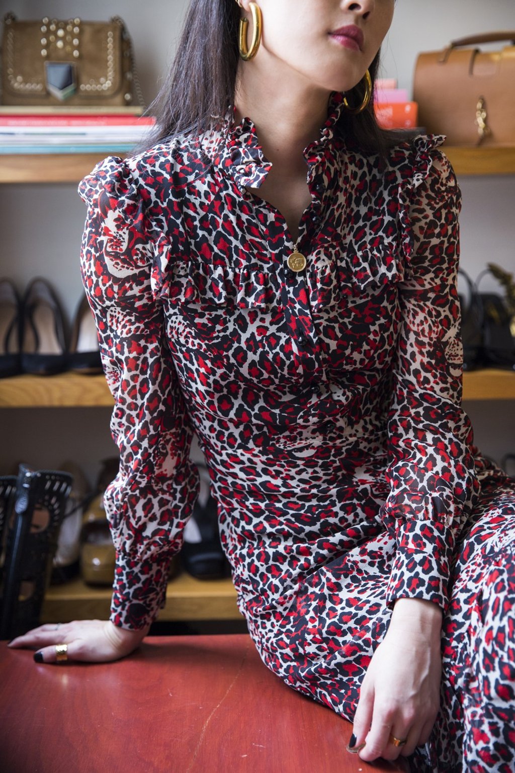 Dress by Saint Laurent, earrings by Laura Lombardi, necklace by Cinco, rings by Monica Vinader. Photo: Michelle Wong Dress by Saint Laurent, earrings by Laura Lombardi, necklace by Cinco, rings by Monica Vinader. Photo: Michelle Wong