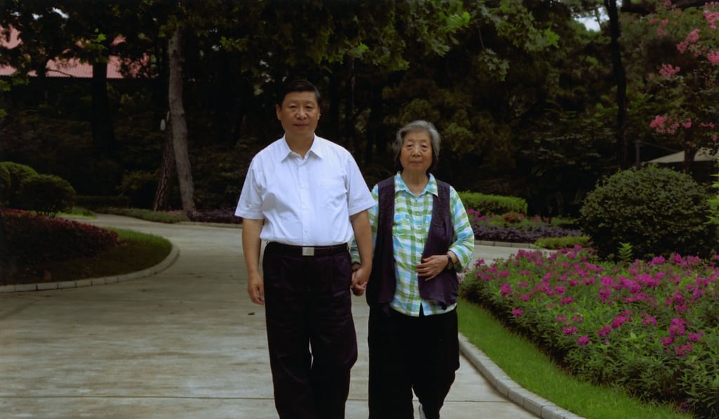 Xi Jinping with his mother Qi Xin. The role of influential Chinese mothers in safeguarding their son’s position is captured by the phrase di shu zhi zheng or “battle between the lines”. Photo: Xinhua