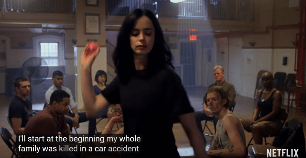 Jessica Jones, played by Krysten Ritter, talks about her background.