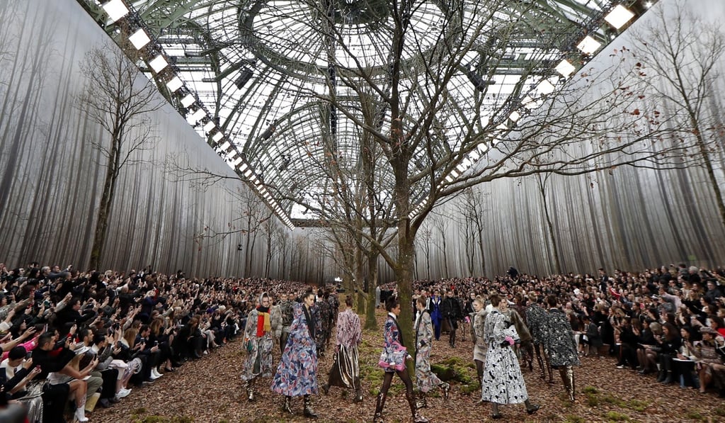 Models present creations from the Fall/ Winter 2018/2019 of the Women Ready to Wear collection by German designer Karl Lagerfeld for Chanel in Paris on Tuesday. Photo: EPA