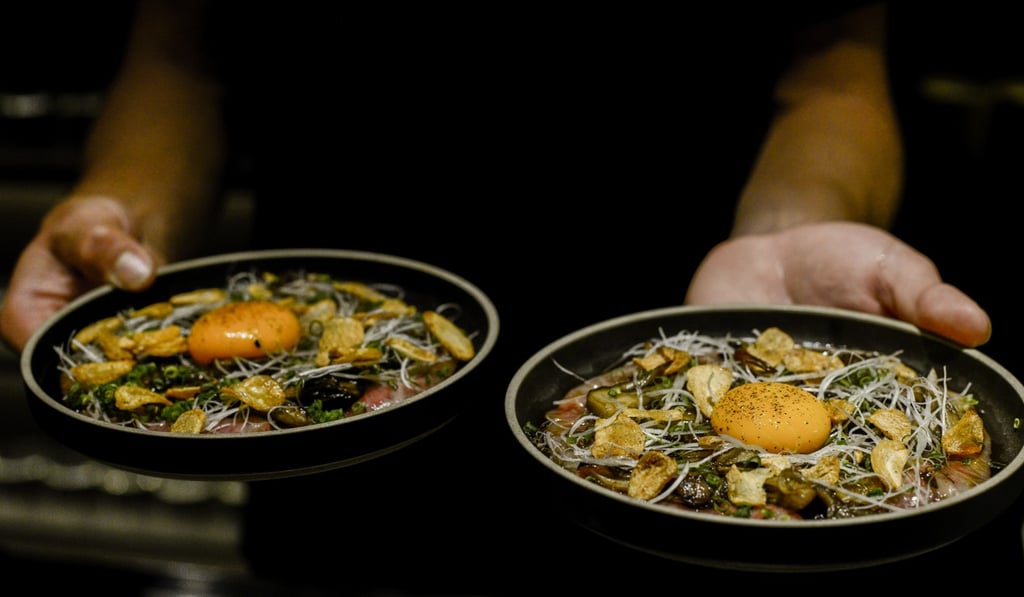 Kagoshima beef with maitake and egg yolk at Ronin