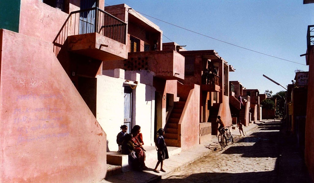 This photo provided by The Pritzker Architecture Prize shows the Aranya low-cost public housing estate by Balkrishna Doshi in Indore, India, which accommodates over 80,000 people through a system of houses, courtyards and internal pathways. Photo: AP