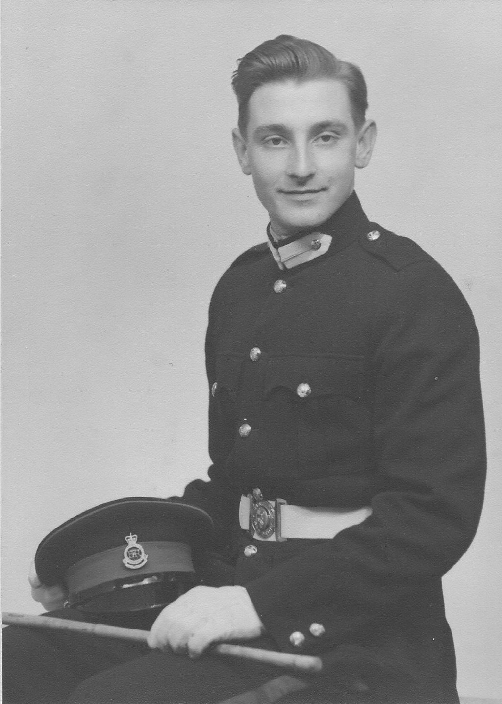 Finch in the uniform of the Royal Military Academy, Sandhurst, in 1958. Picture: courtesy of Brian Finch