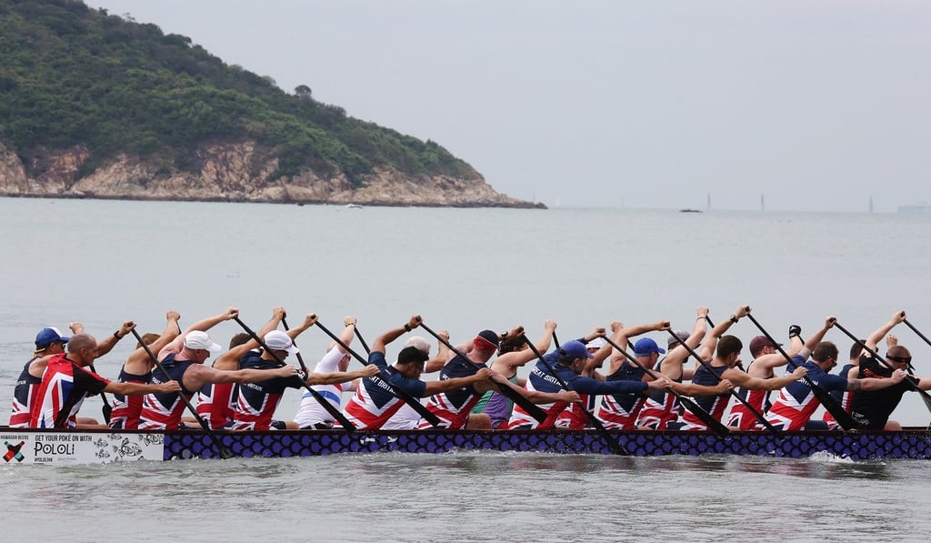 The Great Britain dragon boat team men's open squad training at Victoria Recreation Club in Deep Water Bay. Fifty per cent of the team are Hong Kong residents. Photo: Jonathan Wong