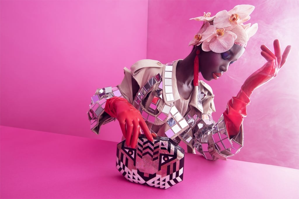 Oscar de la Renta, earrings, HK$3,088; Maison Margiela, dress, price on request, trench coat, HK$26,508; Rafe, available on rafe.com, bag, price on request; Gloves, stylist's own