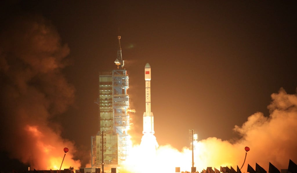 A Long March-2FT1 carrier rocket loaded with the Tiangong-1 unmanned space lab module blasts off from the launch pad in northwest China's Gansu province, on September 29, 2011. Picture: Xinhua