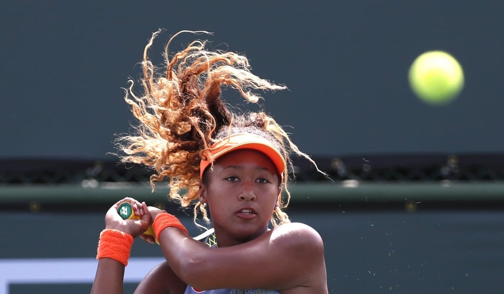 Osaka in action at the Indian Wells Tennis Garden. Photo: EPA