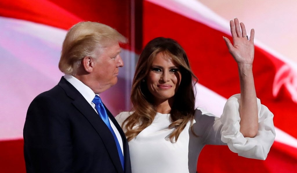 Melania Trump wears big sleeves, a signature of designer Roksanda Ilincic, to the Republican National Convention in 2016. Picture: Reuters Melania Trump wears big sleeves, a signature of designer Roksanda Ilincic, to the Republican National Convention in 2016. Picture: Reuters