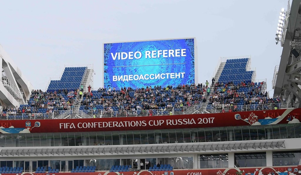 The scoreboard announces VAR at the Confederations Cup last year in Russia. Photo: AFP The scoreboard announces VAR at the Confederations Cup last year in Russia. Photo: AFP