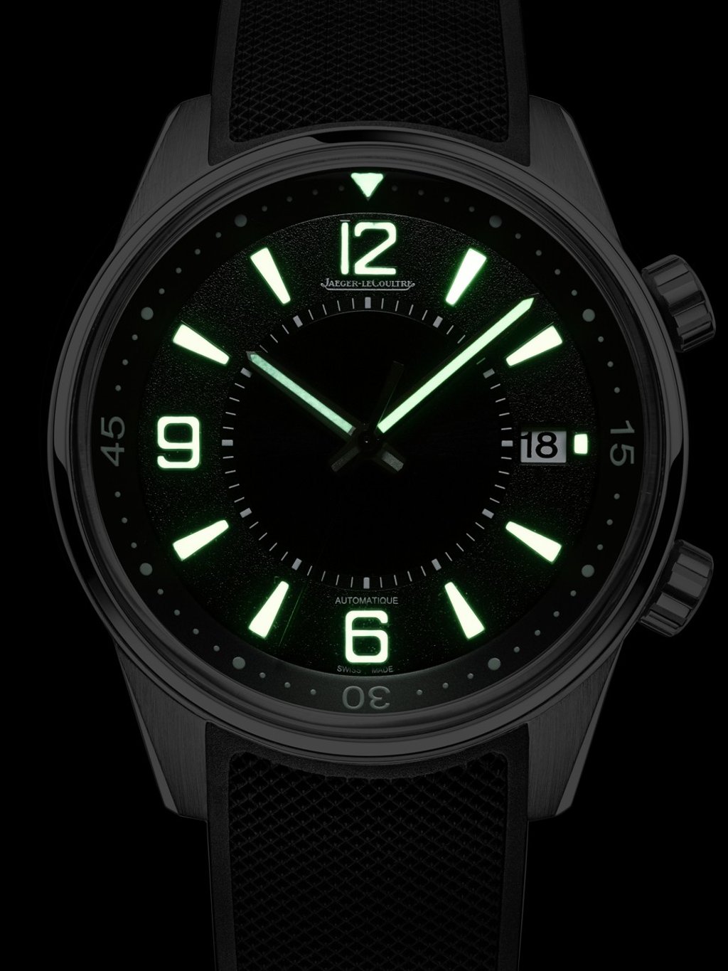 Jaeger-LeCoultre’s Polaris Date, with its glowing indices and numbers