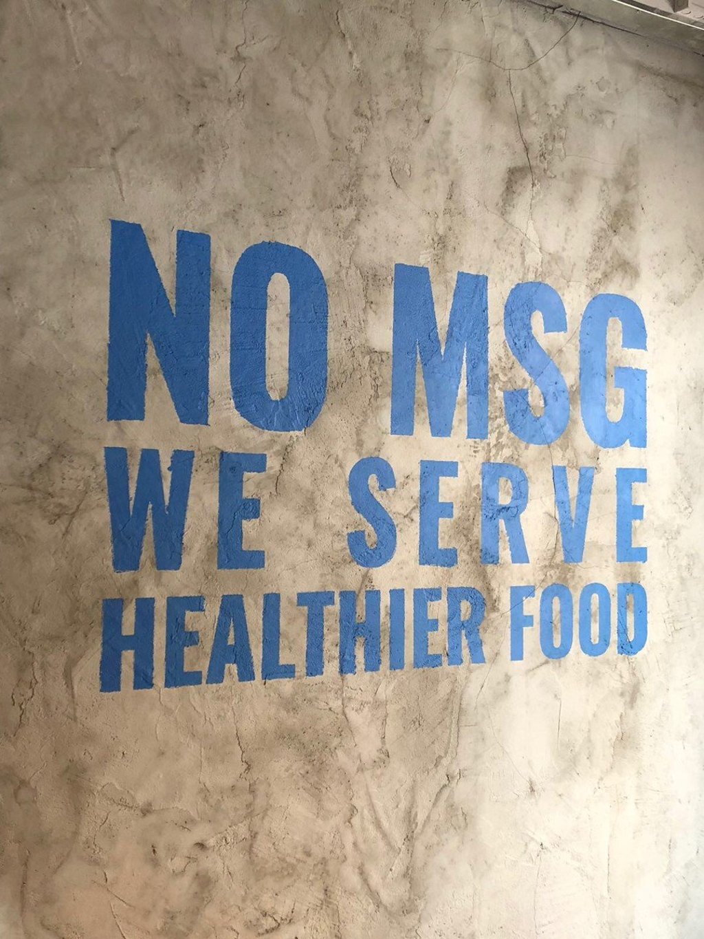 Meen trumpets its no-MSG policy on its walls. Photo: Louise Moon