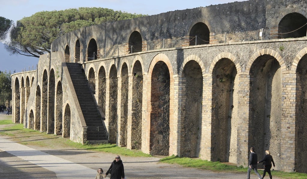 Pompeii’s amphitheatre is the oldest known amphitheatre from the Roman world could hold 20,000 spectators. Picture: Peter Simpson