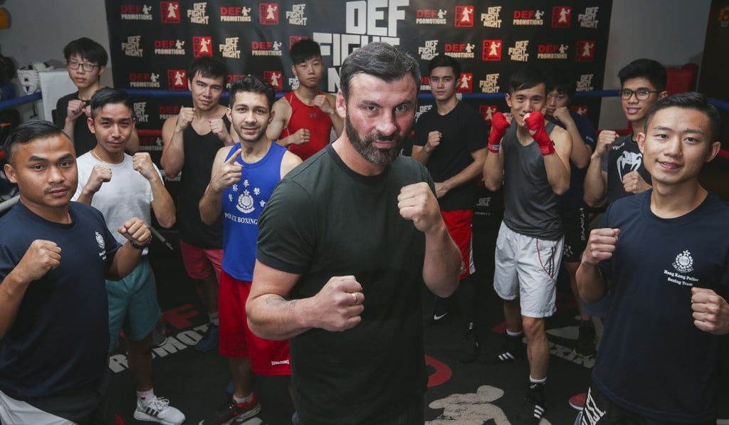 Joe Calzaghe with a group of budding Hong Kong boxers. Photo: Xiaomei Chen