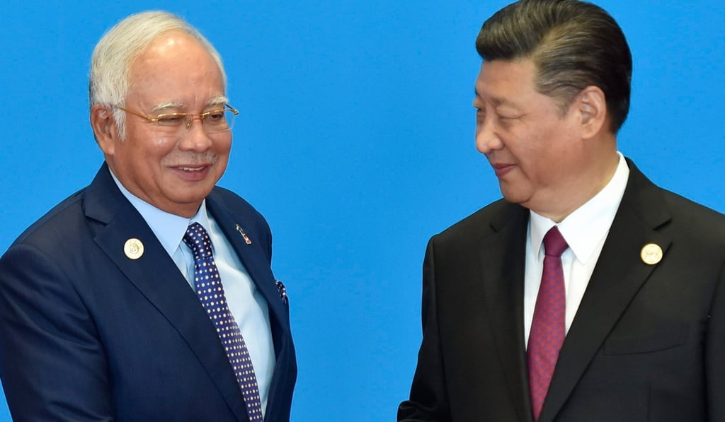 Malaysia's Prime Minister Najib Razak meets President Xi Jinping at the Belt and Road Forum in Yanqi Lake, north of Beijing, in May 2017. Photo: AFP