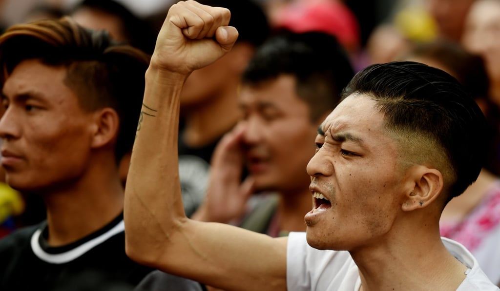 Exiled Tibetan activists protest in New Delhi last week. Photo: AFP