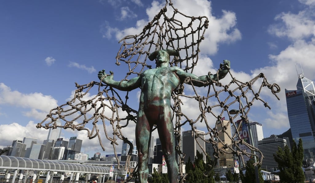 One of the exhibits introducing “On Sharks and Humanity”, an art exhibition to raise awareness on the negative impact of the shark fin trade, at the Hong Kong Maritime Museum in June last year. Photo: Jonathan Wong