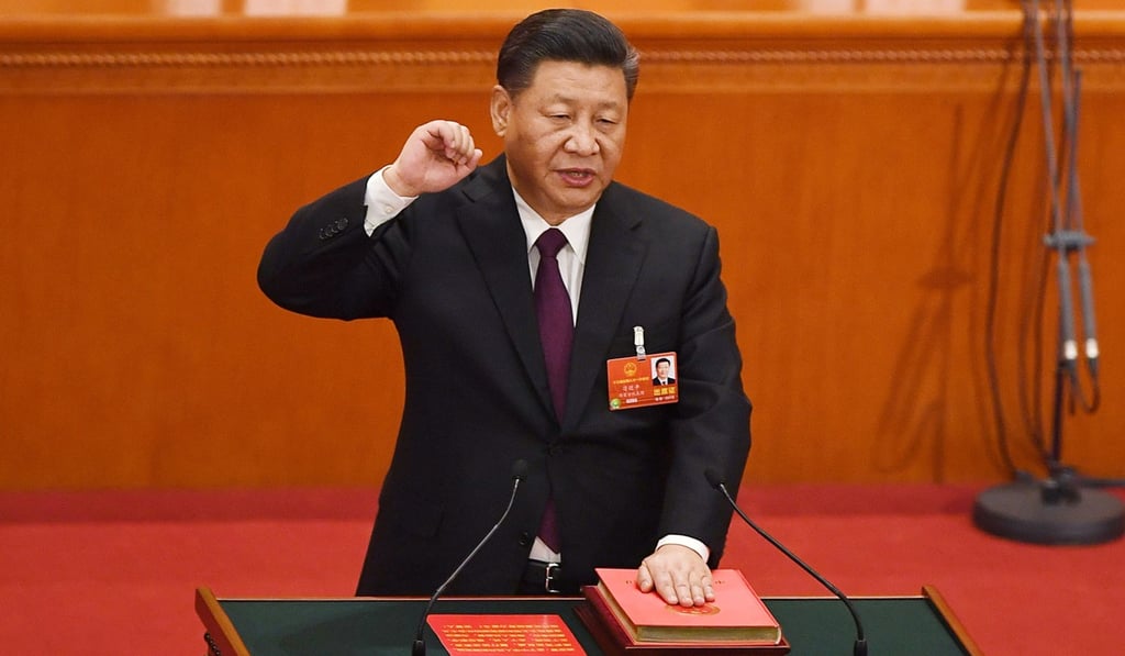 Xi Jinping takes a constitutional oath on Saturday – the first Chinese state leader to do so. Photo: AFP Xi Jinping takes a constitutional oath on Saturday – the first Chinese state leader to do so. Photo: AFP