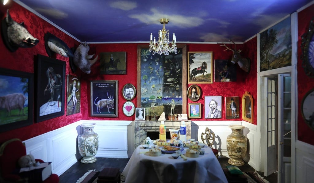 Miniatures of Bessmertny’s artworks hang in a “doll’s house” that will be on display in the Mandarin Oriental Hong Kong from March 17 to 31. Photo: Jonathan Wong
