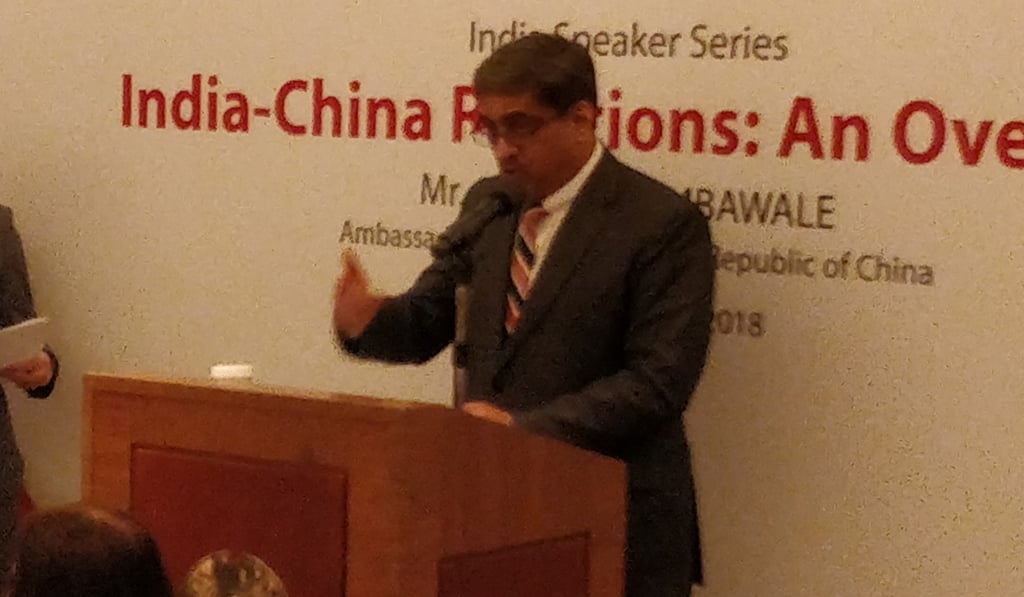 Gautam Bambawale, India’s ambassador to China, speaks Monday during a visit to Hong Kong. Photo: Bhavan Jaipragas Gautam Bambawale, India’s ambassador to China, speaks Monday during a visit to Hong Kong. Photo: Bhavan Jaipragas