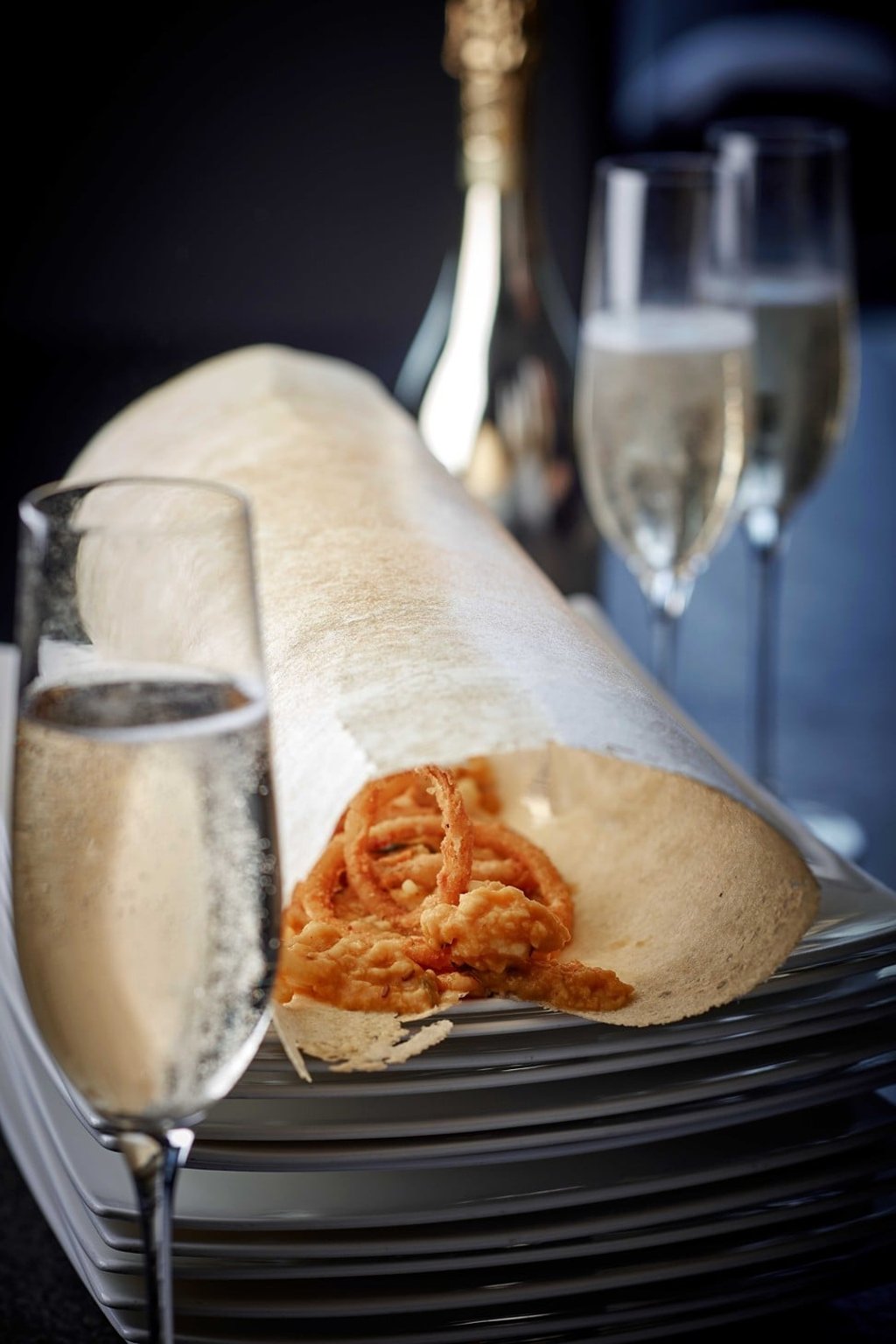 Dosa filled with fungi and spinach at Sevva.