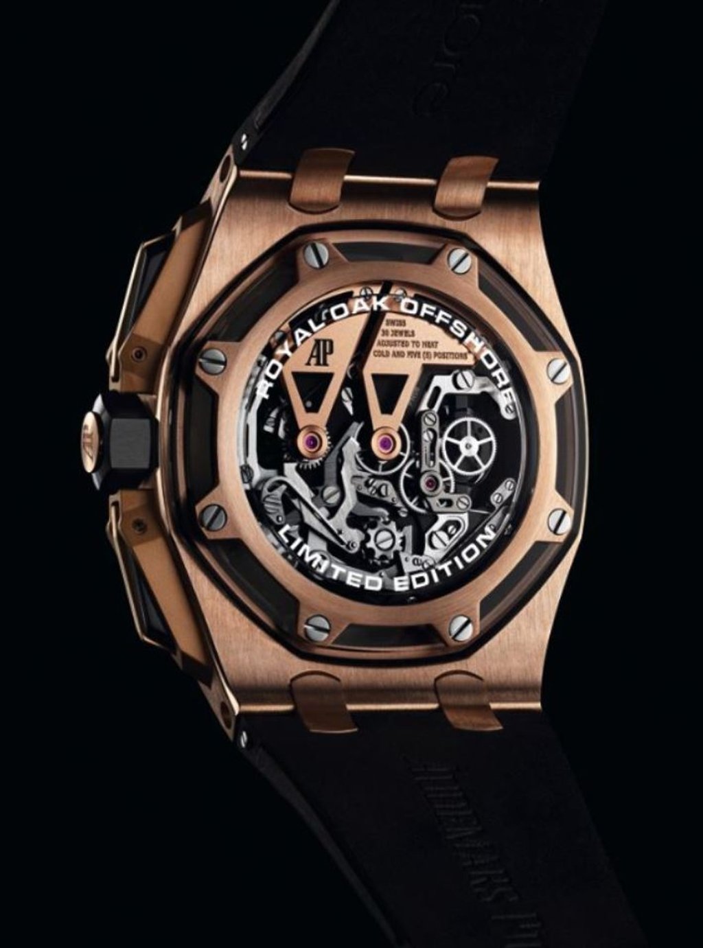 Royal Oak Offshore Tourbillon Chronograph comes in pink gold and stainless steel.