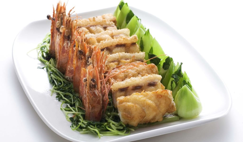 Cod with minced shrimp and fried spiced shrimp at Ming Court