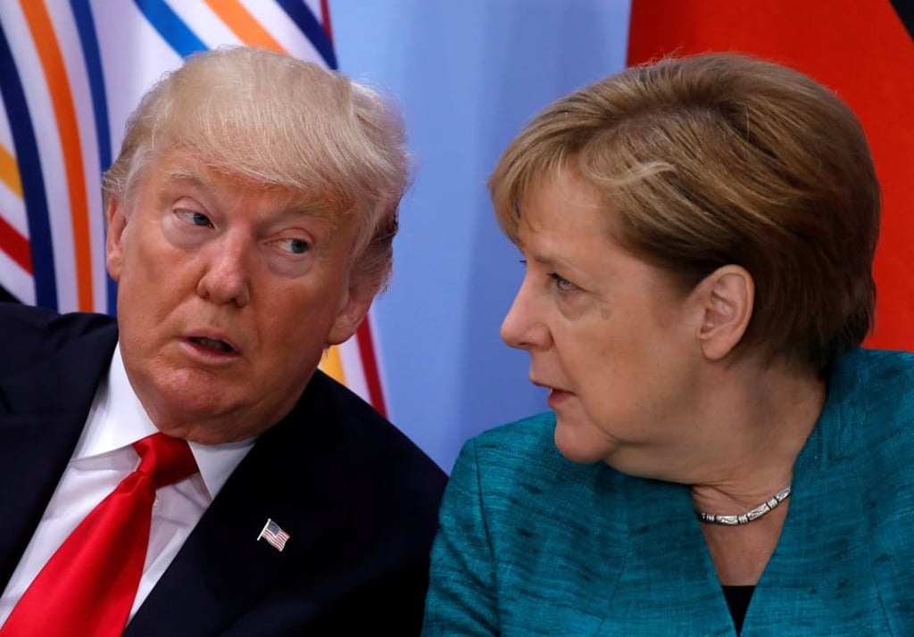US President Donald Trump (left) chats to German Chancellor Angela Merkel during the G20 leaders summit in Hamburg in July. Both the US and Germany have raised concerns about China’s growing influence on the world stage. Photo: Reuters