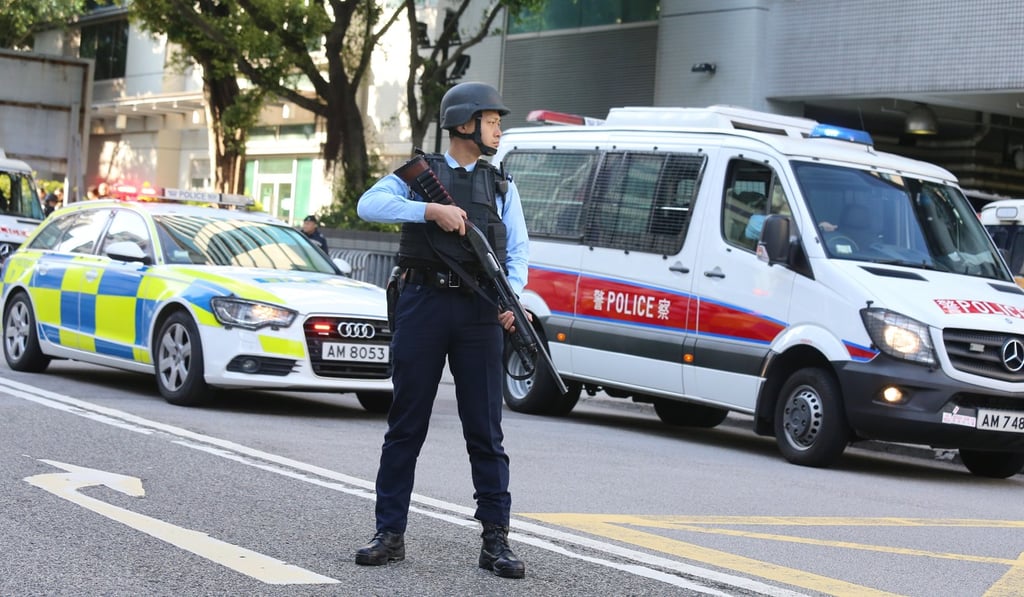 Police increased security for the suspected gangster during his local court appearances. Photo: Dickson Lee Police increased security for the suspected gangster during his local court appearances. Photo: Dickson Lee