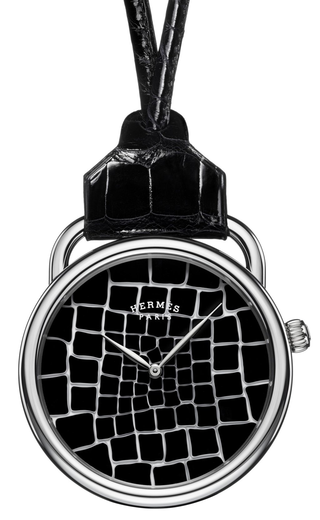 The dial of the Arceau Pocket Millefiori, limited to two pieces, is inspired by alligator scales.