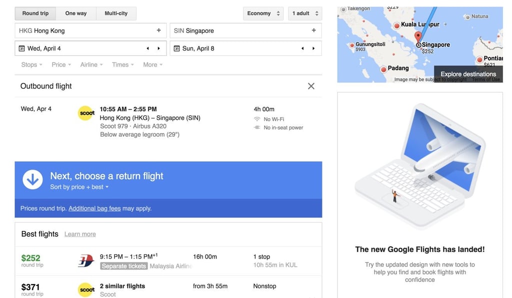 Google Flight’s webpage. Google Flight’s webpage.