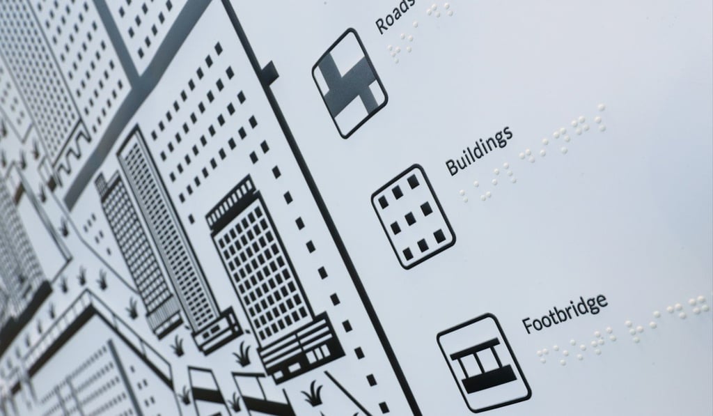 A close-up look at one of the tactile paintings at the Central Beyond Vision exhibition. Photo: K.Y. Cheng