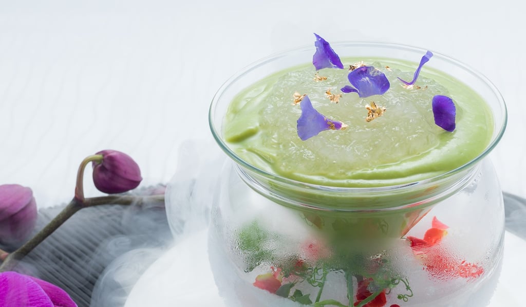 Braised superior bird's nest with avocado and preserved plum at Dynasty 8, Macau