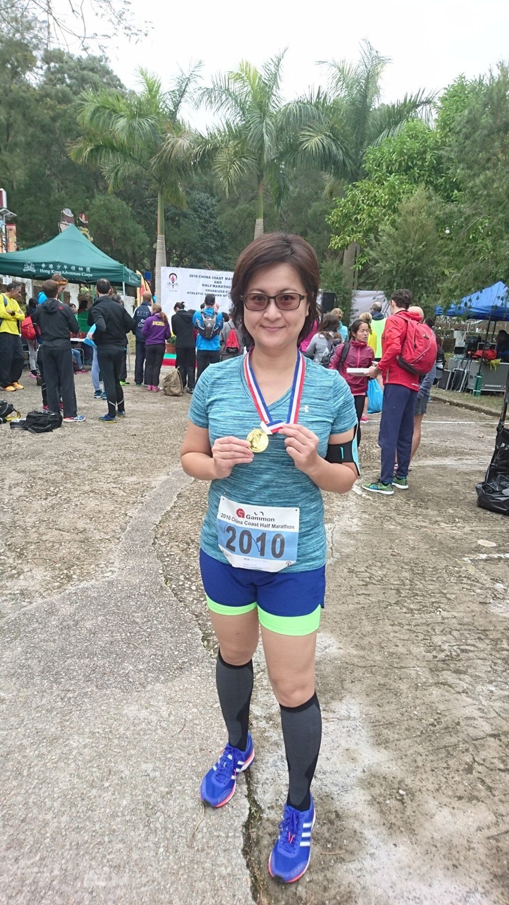 Michelle Yuen after winning a medal in the Gammon China Coast Half Marathon.