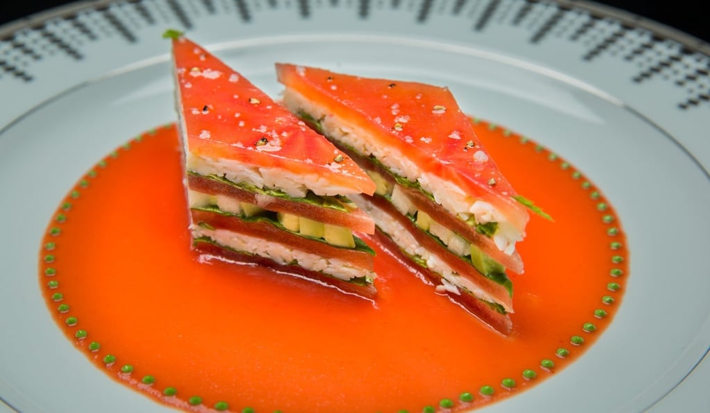Le crabe mille-feuille of tomato and crab meat Robuchon au Dome
