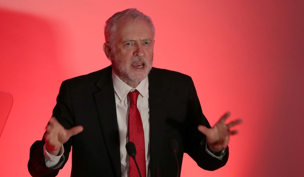 The leader of Britain's opposition Labour Party, Jeremy Corbyn, speaks at a regional conference at Newcastle University, Newcastle Upon Tyne, Britain March 17, 2018. REUTERS/Scott Heppell