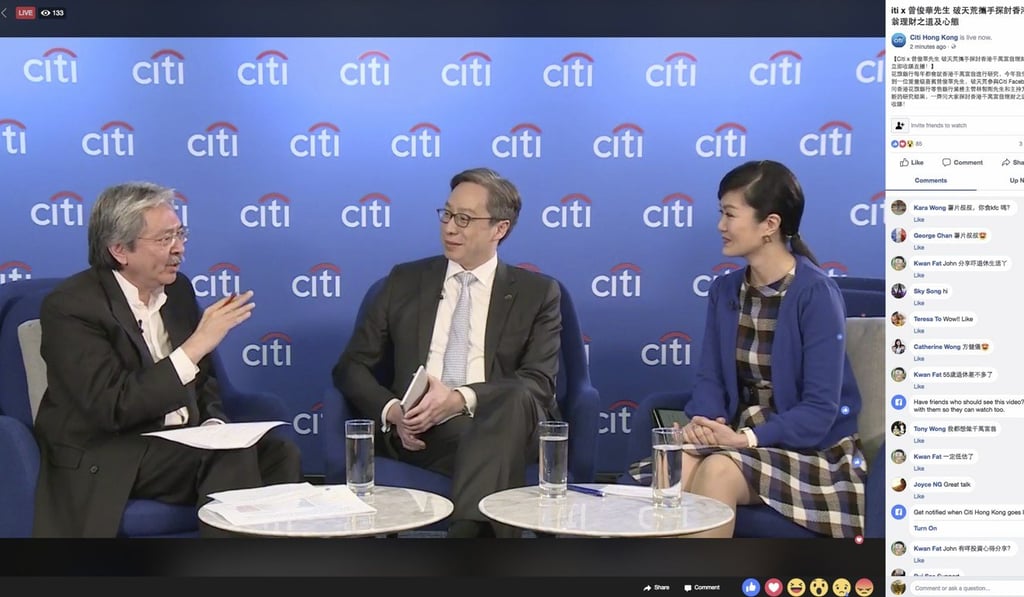 John Tsang Chun-wah during the Facebook live on Monday. Photo: Facebook