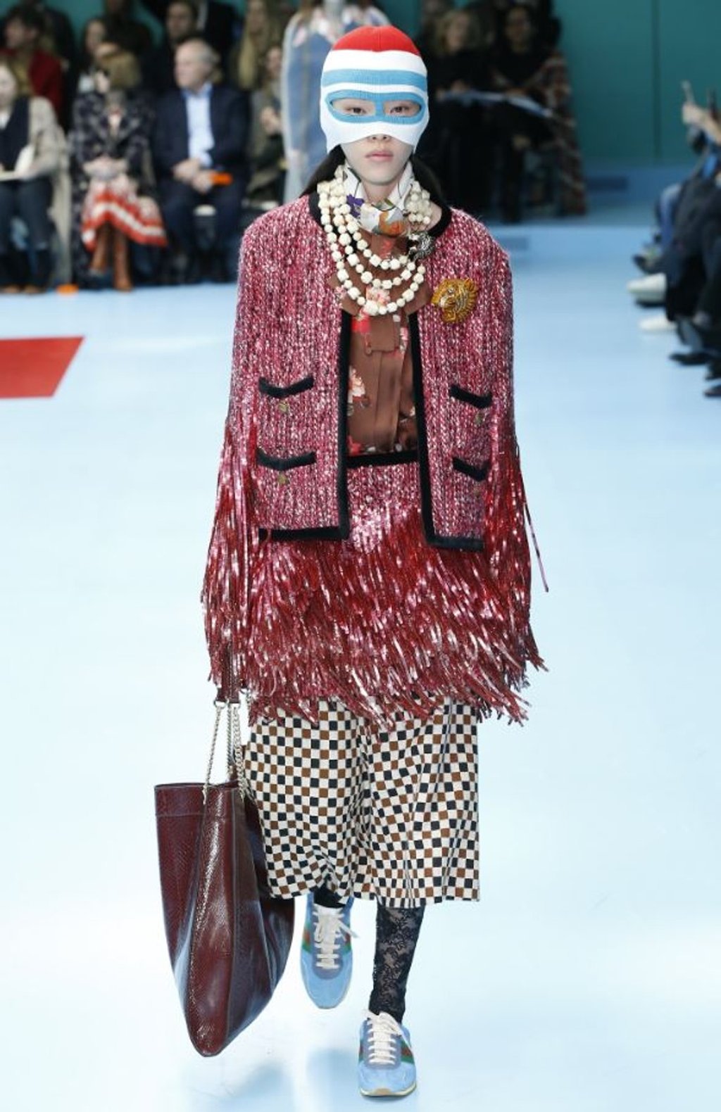 A model wears one of the creations of Gucci’s Alessandro Michele during the autumn-winter 2018 show.