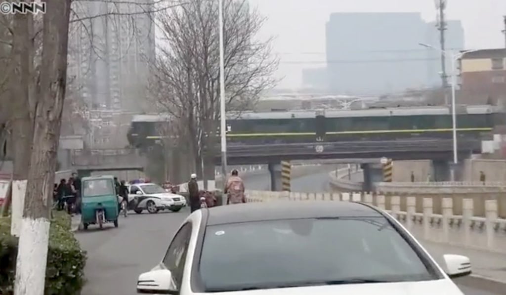 The train was seen travelling through Beijing on Monday. Photo: Handout The train was seen travelling through Beijing on Monday. Photo: Handout