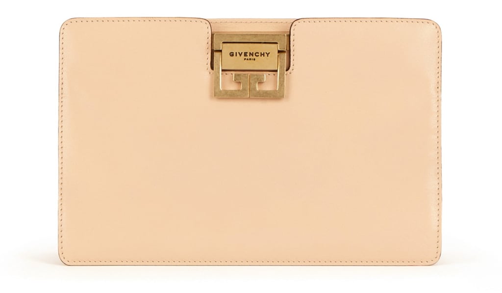 Givenchy’s GV3 evening clutch in flat-grained leather