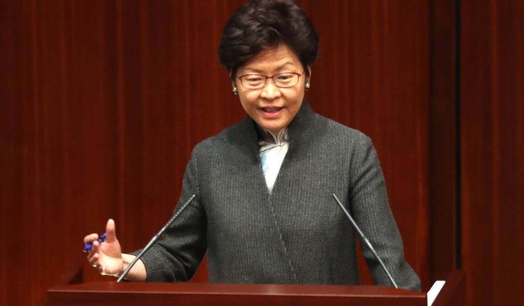 Lam answered questions from 10 lawmakers on Wednesday during her monthly 30-minute Q&A session at the Legislative Council. Photo: Edward Wong