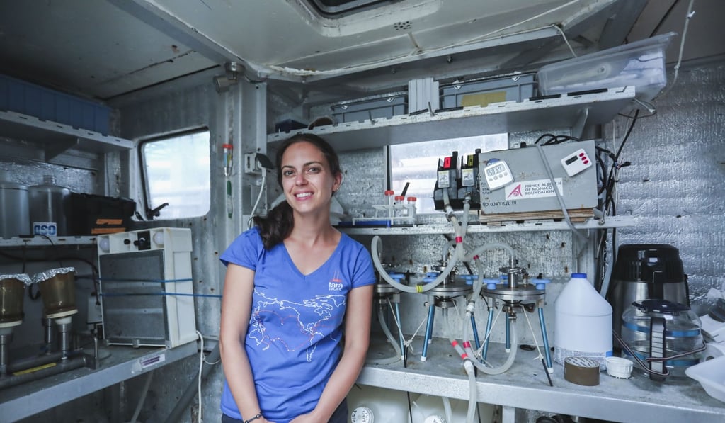 Sarah Romac, a scientist on board the ocean research vessel Tara. Photo: Jonathan Wong