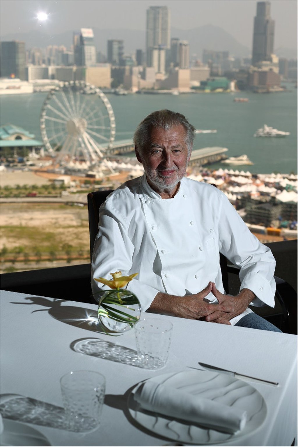 Pierre Gagnaire, French Chef and owners of 16 Pierre restaurant worldwide, poses for a picture at Pierre, Mandarin Oriental Hotel in Central. Photo: Nora Tam