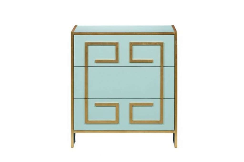 Three-Drawer Greek Key Chest by Bradburn Home (US$1,276, themine.com). Photo: The Mine