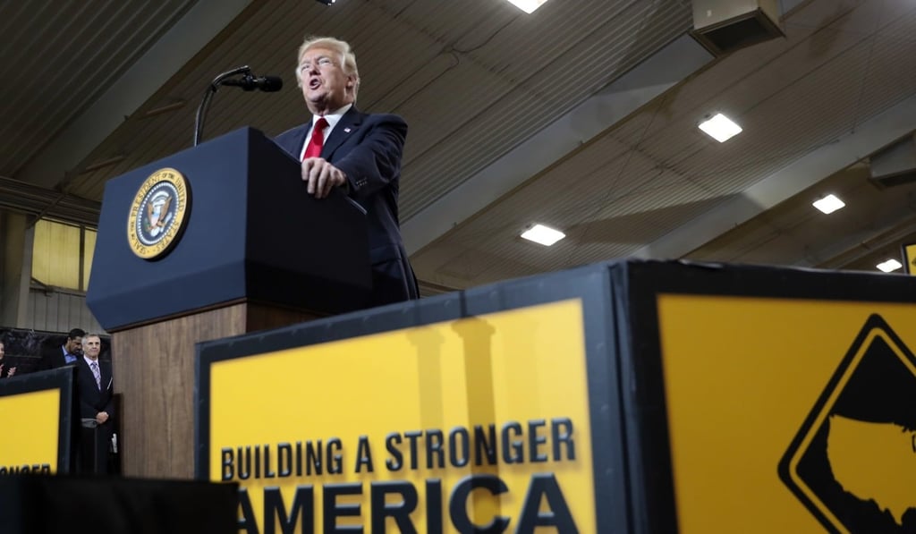 US President Donald Trump speaks at Richfield, Ohio, on Thursday. Photo: AP
