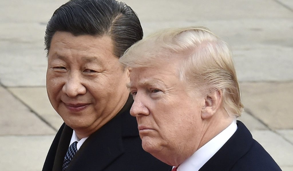 A file photo taken in November 2017 shows US President Donald Trump (right) and Chinese President Xi Jinping attending a welcome ceremony in Beijing. Photo: Kyodo A file photo taken in November 2017 shows US President Donald Trump (right) and Chinese President Xi Jinping attending a welcome ceremony in Beijing. Photo: Kyodo