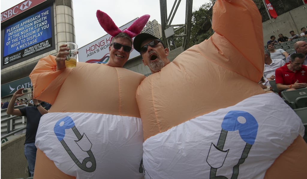 Inflatable babies with beers, only in Hong Kong. Photo: Sam Tsang